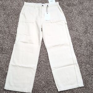 Hidden Carpenter Logan Dad Jean Wide Leg Cream Size 30 NEW